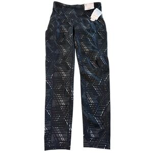 Xersion High Rise Crop Leggings Black Geo Print Quick-Dri XS SP24XRW1006C